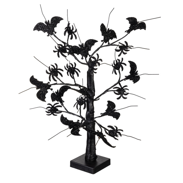 plow & hearth Bat and Spider Tree LED Table Décor 20"H