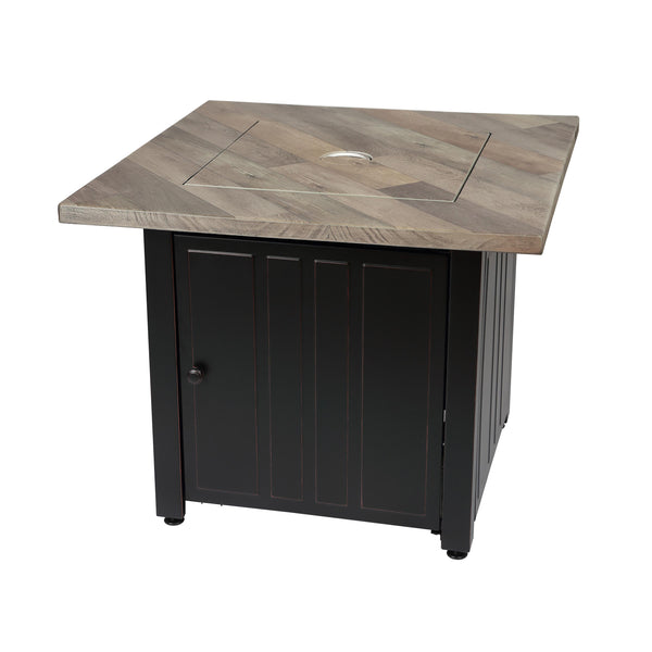 plow & hearth Bayhill Outdoor LP Gas Fire Pit with Printed Resin Mantel 30"