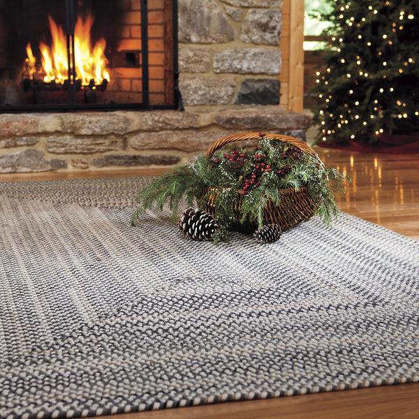 plow & hearth Bear Creek Rectangular Braided Wool Blend Rug 5' x 8'