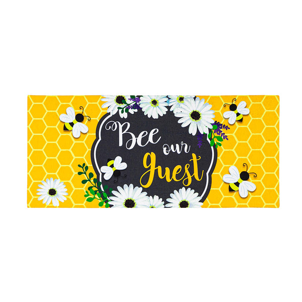 plow & hearth Bee Our Guest Honeycomb Sassafras Switch Mat