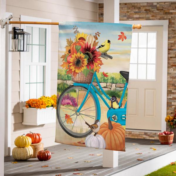 plow & hearth Bicycle Built For Fall Suede House Flag