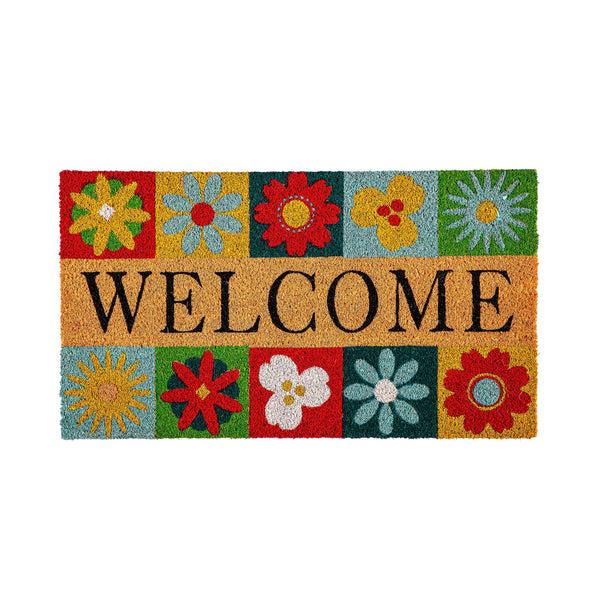 Plow & Hearth Big Bold Florals Welcome Tiles Coir Mat