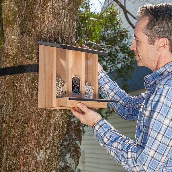 Plow & Hearth BirdsIVue Smart Feeder: Solar Wooden Bird Feeder