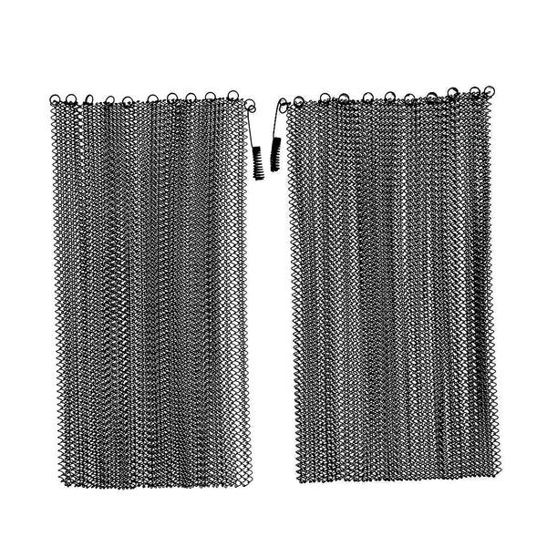 plow & hearth Black Mesh Curtain Fireplace Screen Curtain Pair 26"H x 48"W