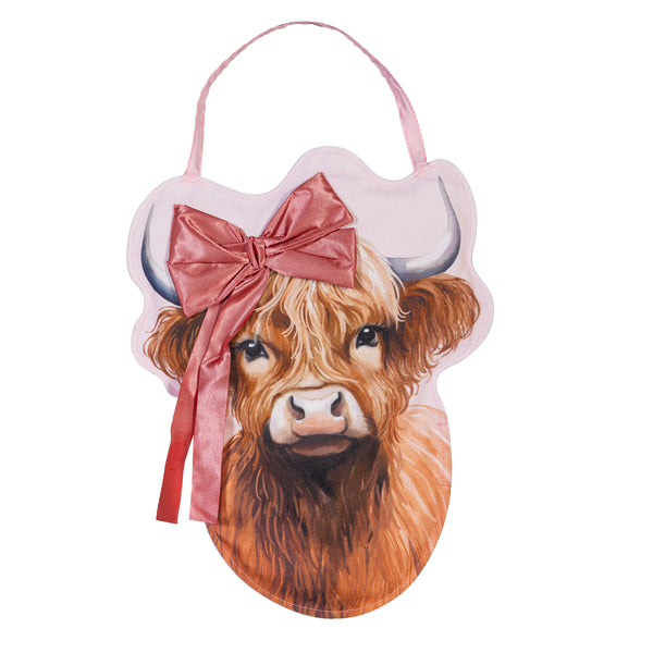 Plow & Hearth Blossom The Bowtiful Highland Cow Door Decor