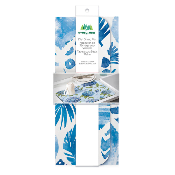 Plow & Hearth Blue Coastal Coral Sea Drying Mat 20"x15"