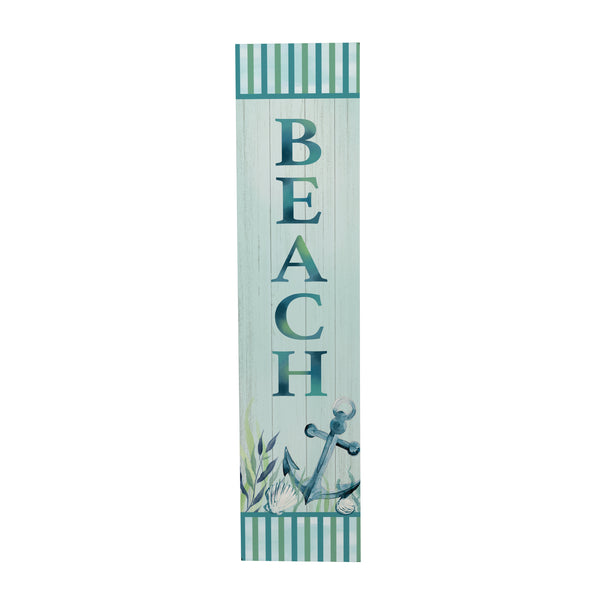 Plow & Hearth Blue Coastal Garden Decor Porch Leaner "BEACH" 10.75" L X 46" H