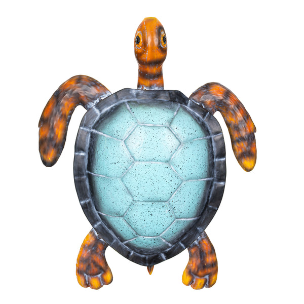 Plow & Hearth Blue Coastal Garden Statue Metal Vivid Sea Turtle Garden Statue 4"H