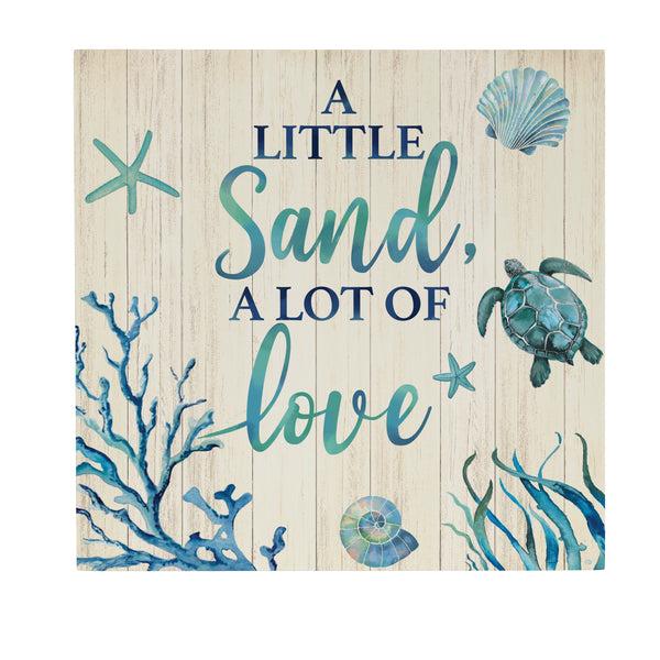 Plow & Hearth Blue Coastal Indoor Wall Decor A Little Sand 12" L X 12" H