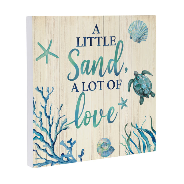 Plow & Hearth Blue Coastal Indoor Wall Decor A Little Sand 12" L X 12" H