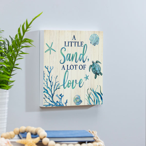 plow & hearth Blue Coastal Indoor Wall Decor A Little Sand 12" L x 12" H