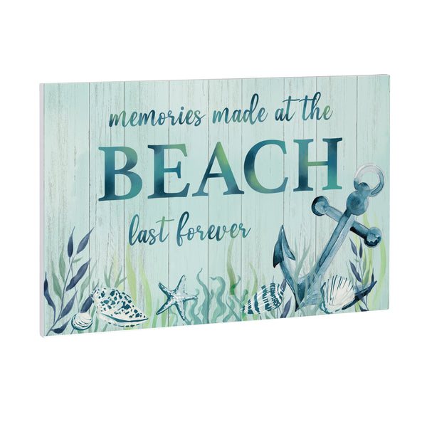 Plow & Hearth Blue Coastal Indoor Wall Decor Memories 24" L X 16" H