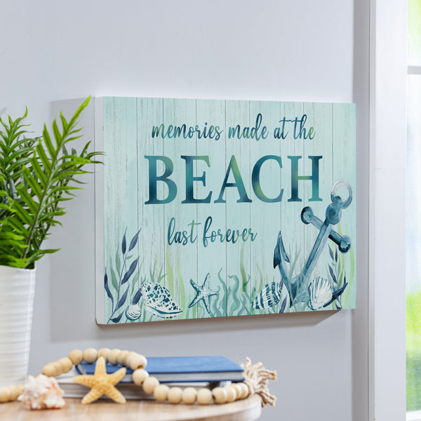 plow & hearth Blue Coastal Indoor Wall Decor Memories 24" L x 16" H
