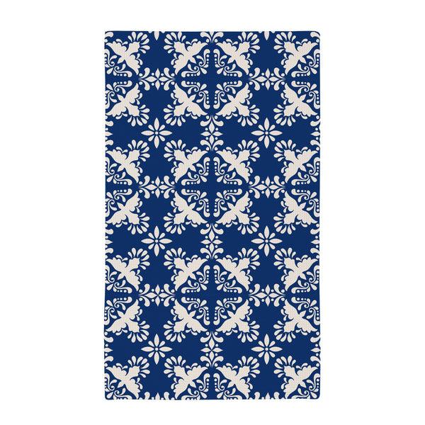 Plow & Hearth Blue Coastal Kitchen Towel Quick Dry Waffle Weave Double-Sided Clay Birds 30"L X 18"W