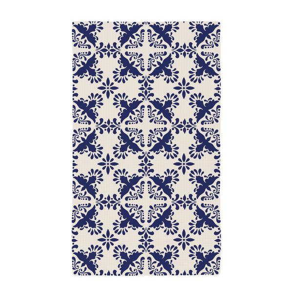 Plow & Hearth Blue Coastal Kitchen Towel Quick Dry Waffle Weave Double-Sided Clay Birds 30"L X 18"W