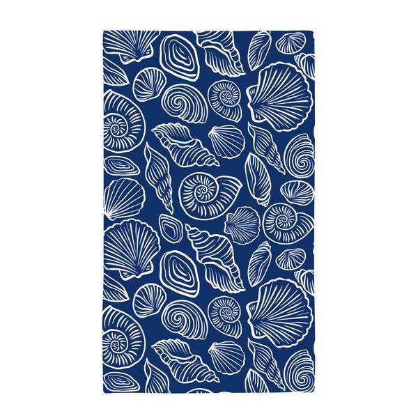 Plow & Hearth Blue Coastal Kitchen Towel Quick Dry Waffle Weave Double-Sided Shells 30"L X 18"W
