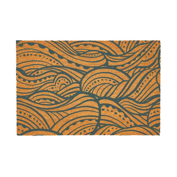 Plow & Hearth Blue Coastal Make Waves Coir Mat 36"x24"