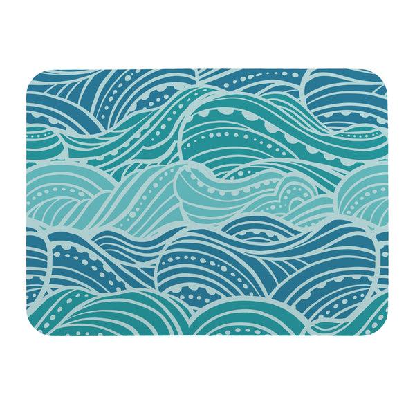 Plow & Hearth Blue Coastal Make Waves Drying Mat 20"x15"