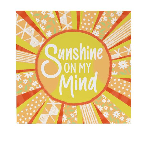 Plow & Hearth Blue Coastal Make Waves Indoor Wall Décor Wood Sun "Sunshine On My Mind" 12"x12"