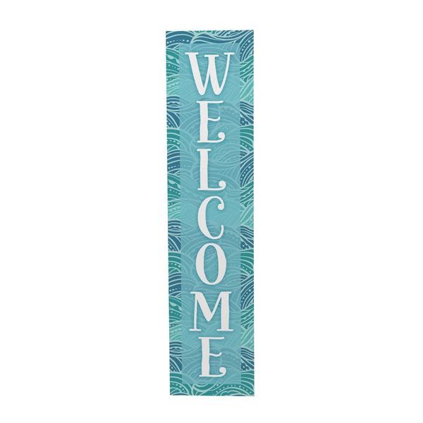 Plow & Hearth Blue Coastal Make Waves Porch Leaner "Welcome" 46"H
