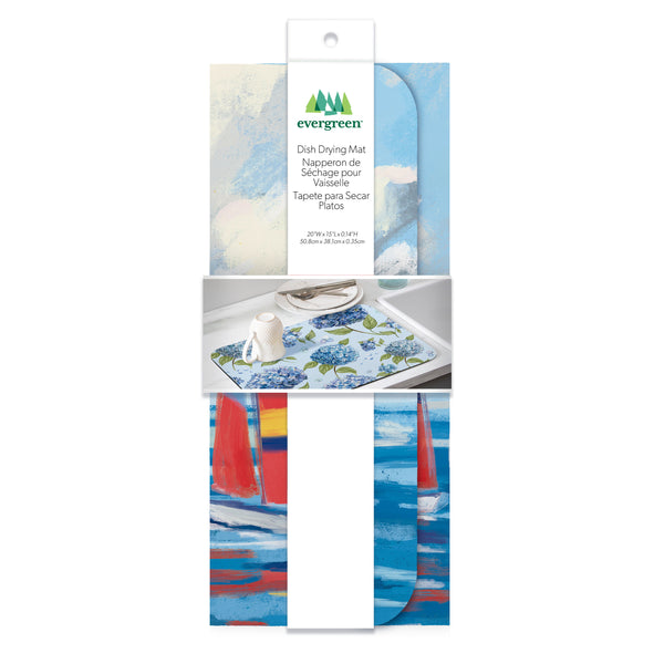 Plow & Hearth Blue Coastal Sailboats Drying Mat 20"x15"