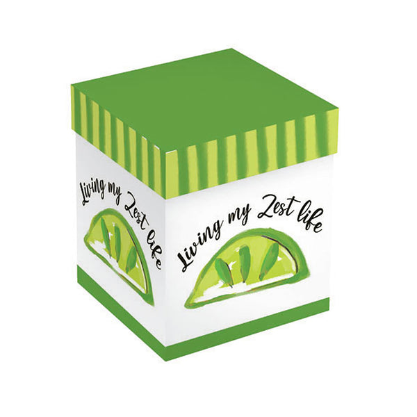 Plow & Hearth Blue Coastal Wine Glass Stemless Glass Living My Zest Life 17oz Gift Box