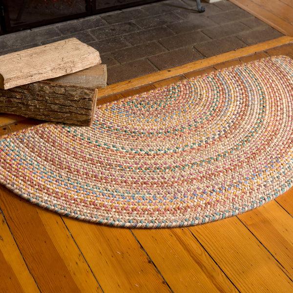 plow & hearth Blue Ridge Half Round Wool Braided Rug 2' x 4'
