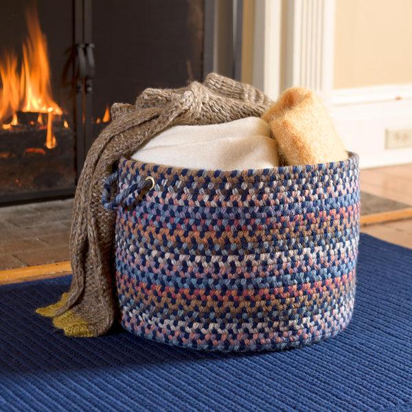 Plow & Hearth Blue Ridge Wool Braided Basket 18"dia. X 12"H