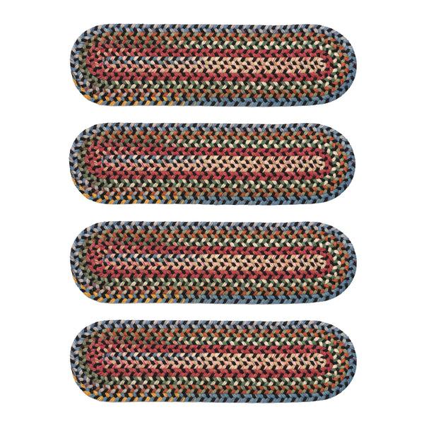 Plow & Hearth Blue Ridge Wool Oval Braided Stair Treads Set Of 4