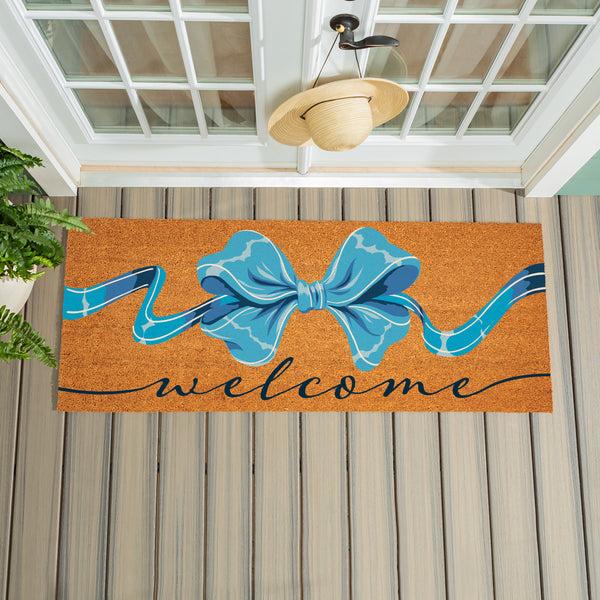 plow & hearth Bunny Blooms Bows & Butterfly Coir Mat 60"x24"