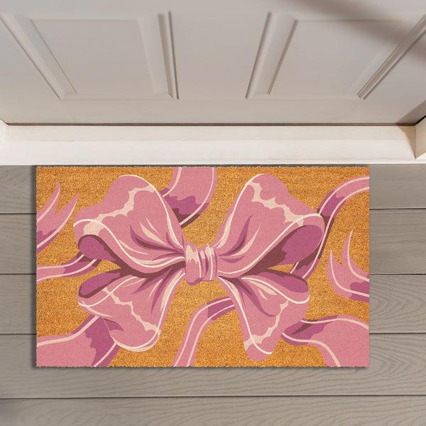 plow & hearth Bunny Blooms Bright Bow Coir Mat 30"x18"