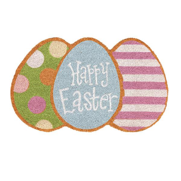 Plow & Hearth Bunny Blooms Easter Egg Shaped Coir Mat
