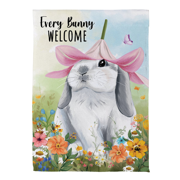 Plow & Hearth Bunny Blooms Flower Time Suede Garden Flag