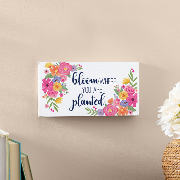 Plow & Hearth Bunny Blooms Garden Decor Hanging Sign Bloom Where You Are Planted 11" L X 6" H
