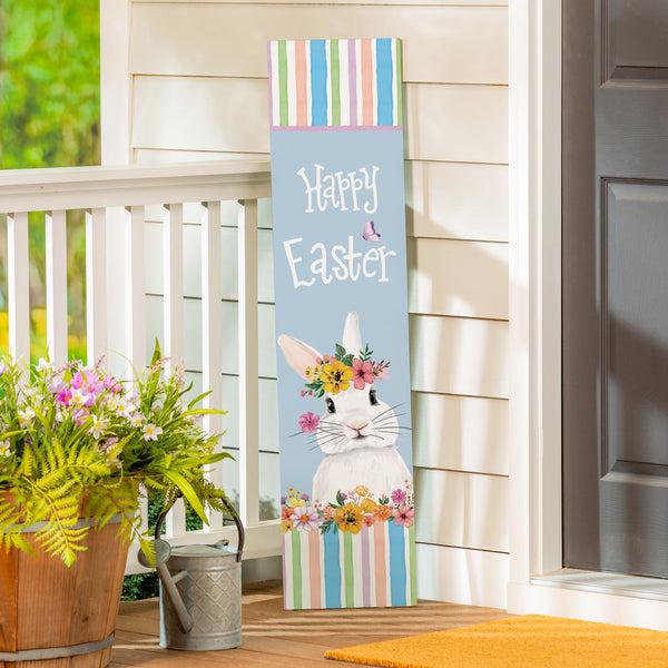 Plow & Hearth Bunny Blooms Garden Decor Porch Leaner Easter 10.75" L X 46" H