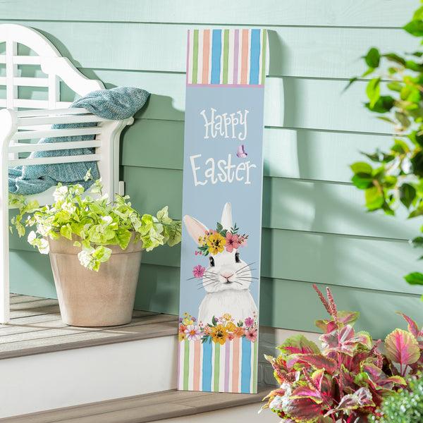plow & hearth Bunny Blooms Garden Decor Porch Leaner Easter 10.75" L x 46" H