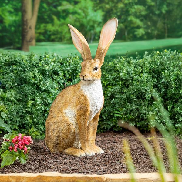 plow & hearth Bunny Blooms Garden Statue Resin Hare Statue 21"H
