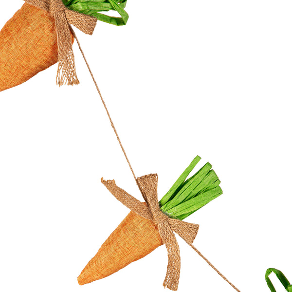 Plow & Hearth Bunny Blooms Hanging Decor Fabric Garland Carrot 71"L