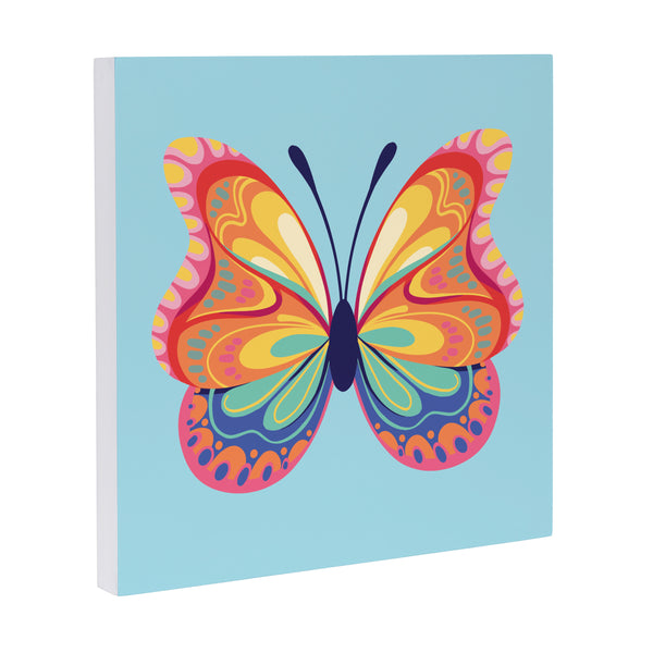 Plow & Hearth Bunny Blooms Indoor Wall Decor Blue Butterfly 12" L X 12" H