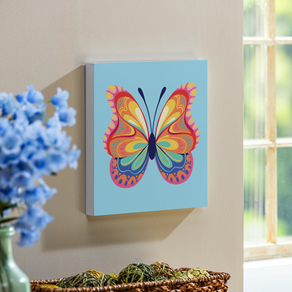 plow & hearth Bunny Blooms Indoor Wall Decor Blue Butterfly 12" L x 12" H