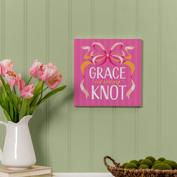 plow & hearth Bunny Blooms Indoor Wall Decor Grace in Every Knot 12" L x 12" H