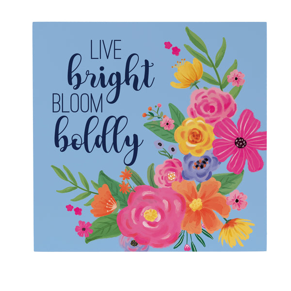 Plow & Hearth Bunny Blooms Indoor Wall Decor Live Bright Bloom Boldly 12" L X 12" H