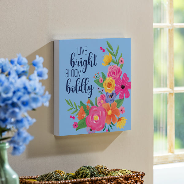 plow & hearth Bunny Blooms Indoor Wall Decor Live Bright Bloom Boldly 12" L x 12" H