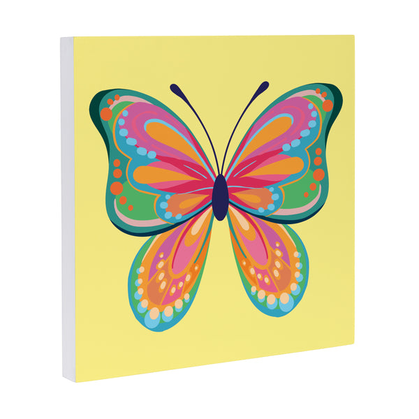 Plow & Hearth Bunny Blooms Indoor Wall Decor Pink Butterfly 12" L X 12" H