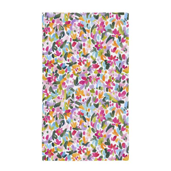 Plow & Hearth Bunny Blooms Kitchen Towel Quick Dry Waffle Weave Double-Sided In Bloom Motif 30"L X 18"W