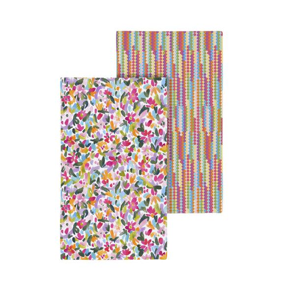 plow & hearth Bunny Blooms Kitchen Towel Quick Dry Waffle Weave Double-Sided In Bloom Motif 30"L x 18"W