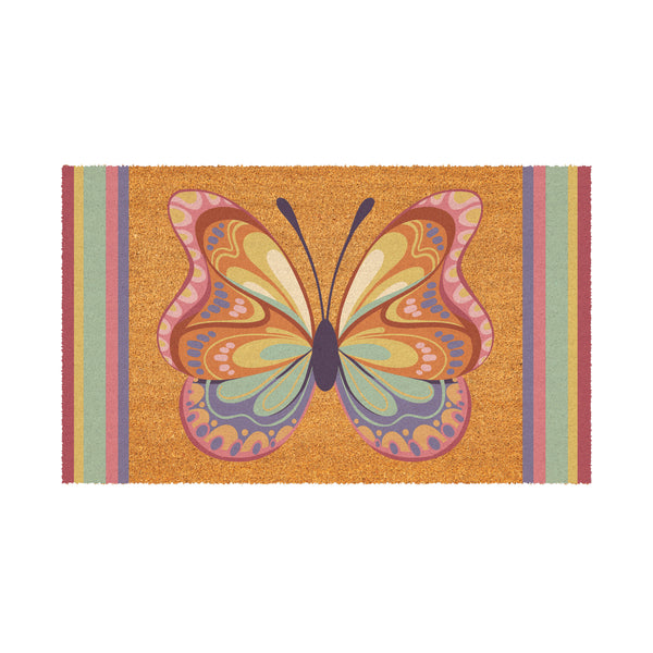 Plow & Hearth Bunny Blooms Radiant Butterfly Coir Mat 30"x18"