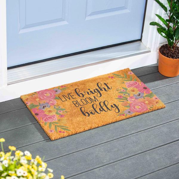 plow & hearth Bunny Blooms Spring Blossom Coir Mat 28"x16"
