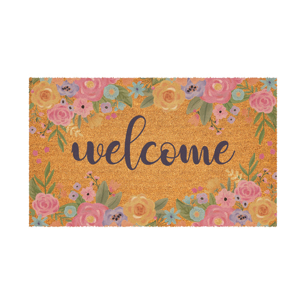 Plow & Hearth Bunny Blooms Spring Blossom Coir Mat 30"x18"