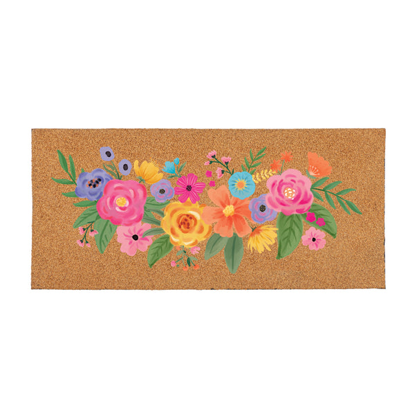 plow & hearth Bunny Blooms Spring Blossom Flocked Coir Sassafras Switch Mat 22"x10"